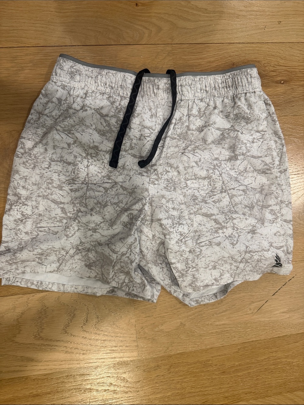 chubbies White Marble-Print Swim Shorts with Black Drawstring